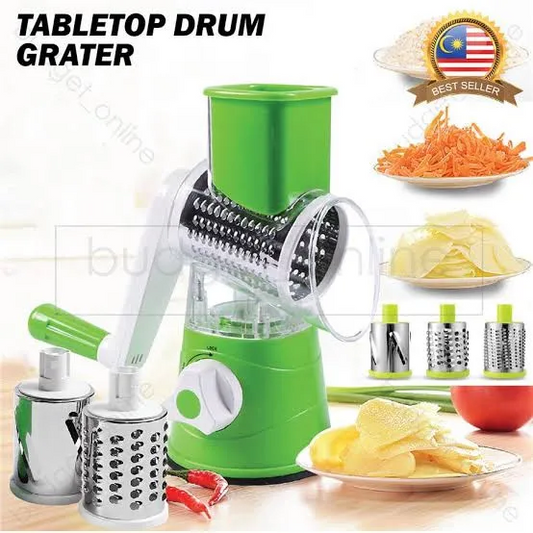 SP Dealz 3 in 1 Rotary Shredder Slicer Grinder for Cucumber Nut Potato Carrot Cheese, Vegetable Salad Shooter, Green